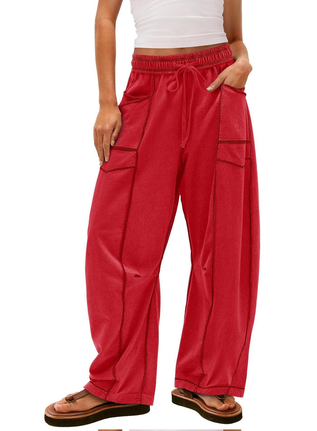 Damen Gemütliche und lässige Freizeithose mit großen Taschen R&B