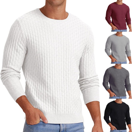 Herren strukturiertes Rundhalspullover R&B