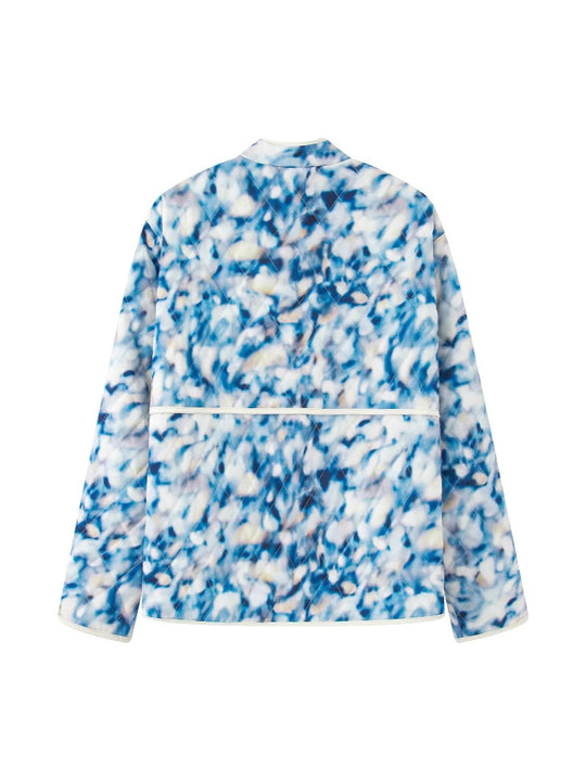 Damen gestepptes Blütenmuster-Jacke mit praktischen Taschen R&B