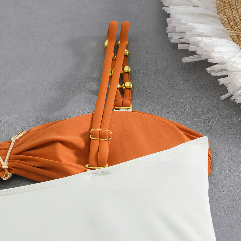 Damen Einteiler Badeanzug mit elegantem Cut-Out und modischen Trägerschlaufen R&B