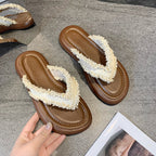 Damen Komfortable und modische Sandalen mit fransigen Riemen EB
