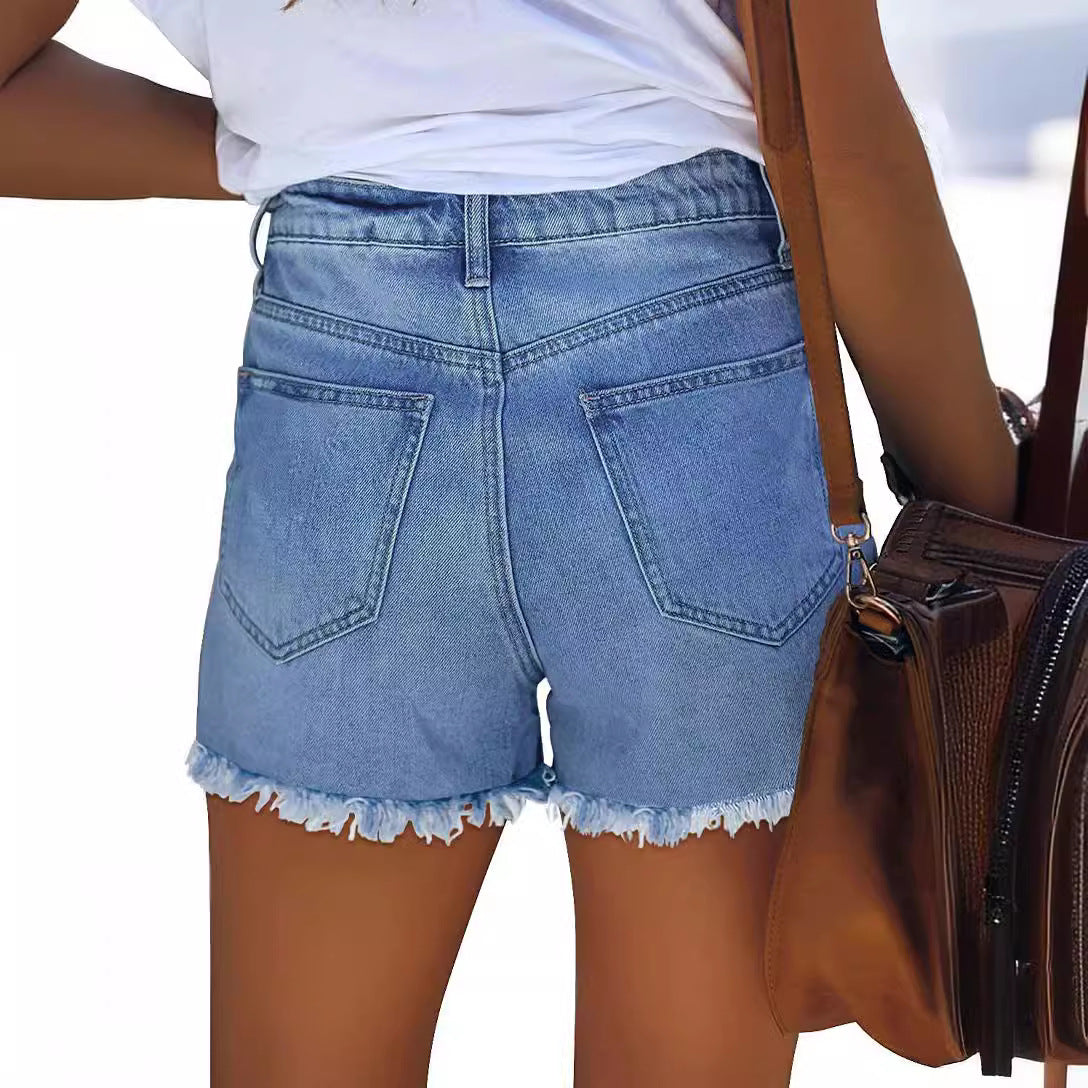 Damen Destroyed Denim Shorts R&B