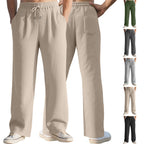 Herren nan lässige Ripp-Freizeithose mit Tunnelzugbund, Eingrifftaschen und geradem Bein R&B