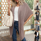 Damen lässiger Strickmantel mit praktischen Taschen und offener Front R&B