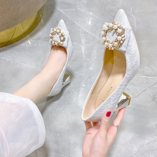 Damen elegante Pumps mit perlverzierten Akzenten R&B