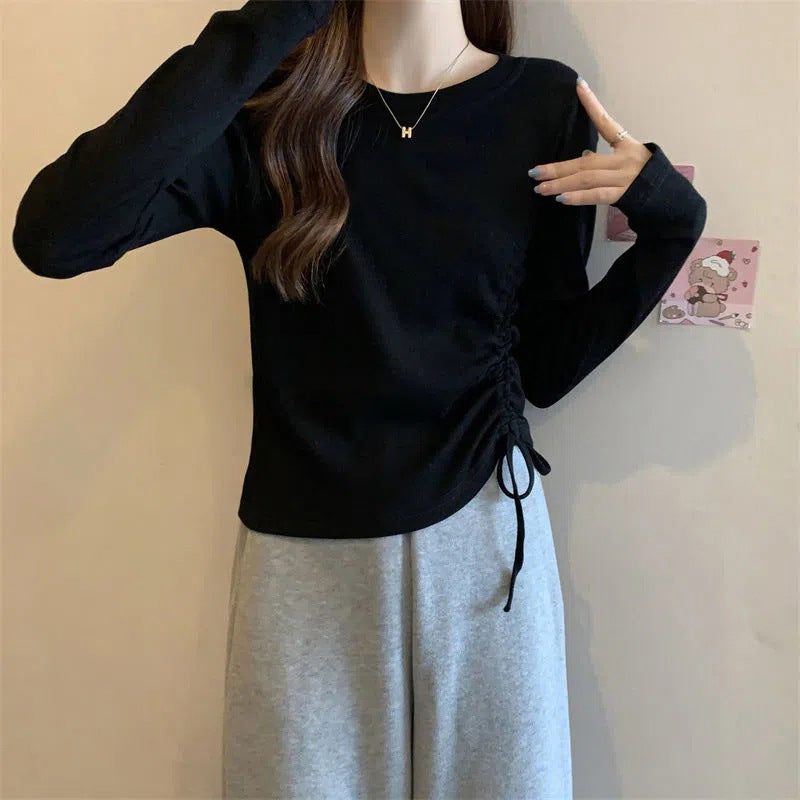 Damen Langarmshirt mit seitlichem Rüschendetail und lässigem Schnitt