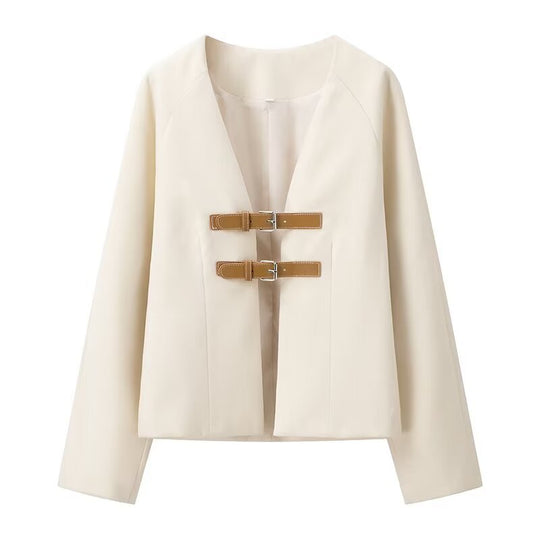 Damen elegantes cropped Blazer mit schickem Verschluss R&B