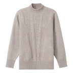 Damen Grobstrickpullover mit elegantem Zopfmuster und hohem Kragen R&B