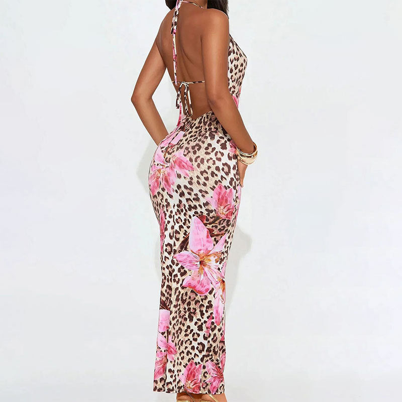 Damen Maxikleid mit tiefem V-Ausschnitt und verspieltem Blumendruck R&B
