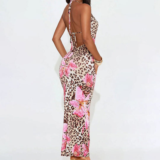 Damen Maxikleid mit tiefem V-Ausschnitt und verspieltem Blumendruck R&B