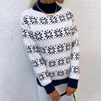 Damen Strickpullover mit Wintermotiv und hochgeschlossenem Kragen