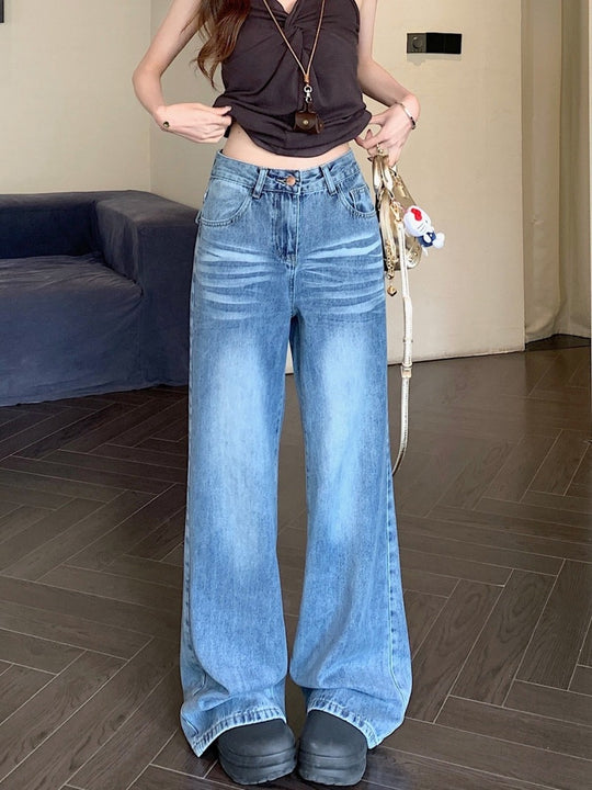 Damen Weitgeschnittene Denim-Hose mit modischem Vintage-Design R&B
