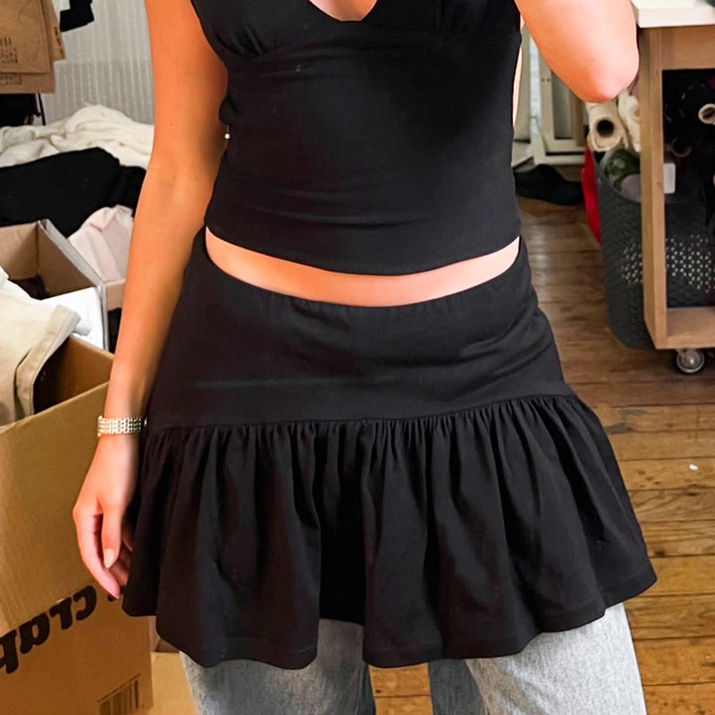 Damen Set aus Spaghetti-Top und Rüschensrock R&B