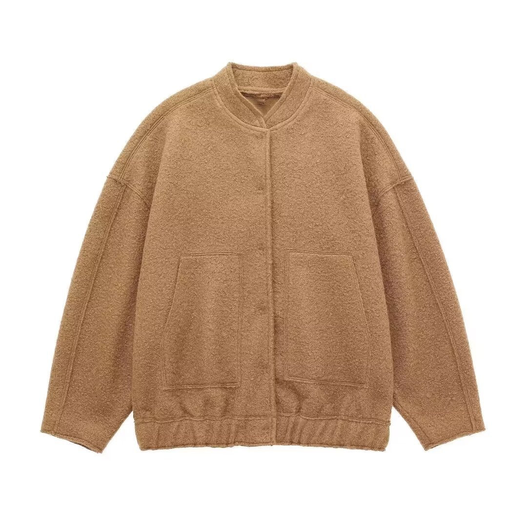 Damen Kuschelige Oversized-Jacke aus flauschigem Material mit praktischen Taschen R&B