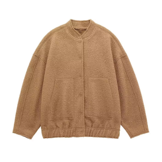 Damen Kuschelige Oversized-Jacke aus flauschigem Material mit praktischen Taschen R&B
