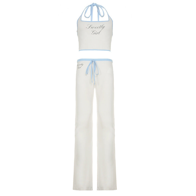 Damen sportliches Two-Piece Set mit verstellbarem Bindeband und bequemen Flared-Hosen R&B