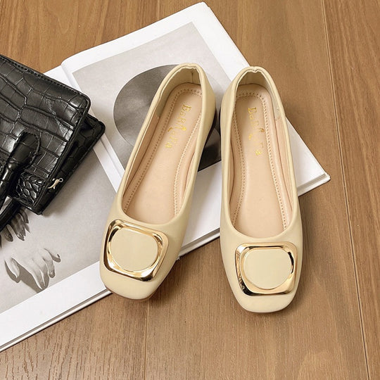 Damen elegante Ballerinas mit modischem Quadratverschluss R&B