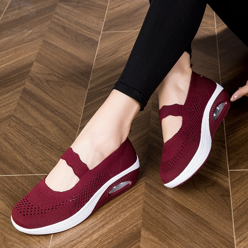 Damen atmungsaktive Slip-On Sneakers mit elastischem Riemen R&B