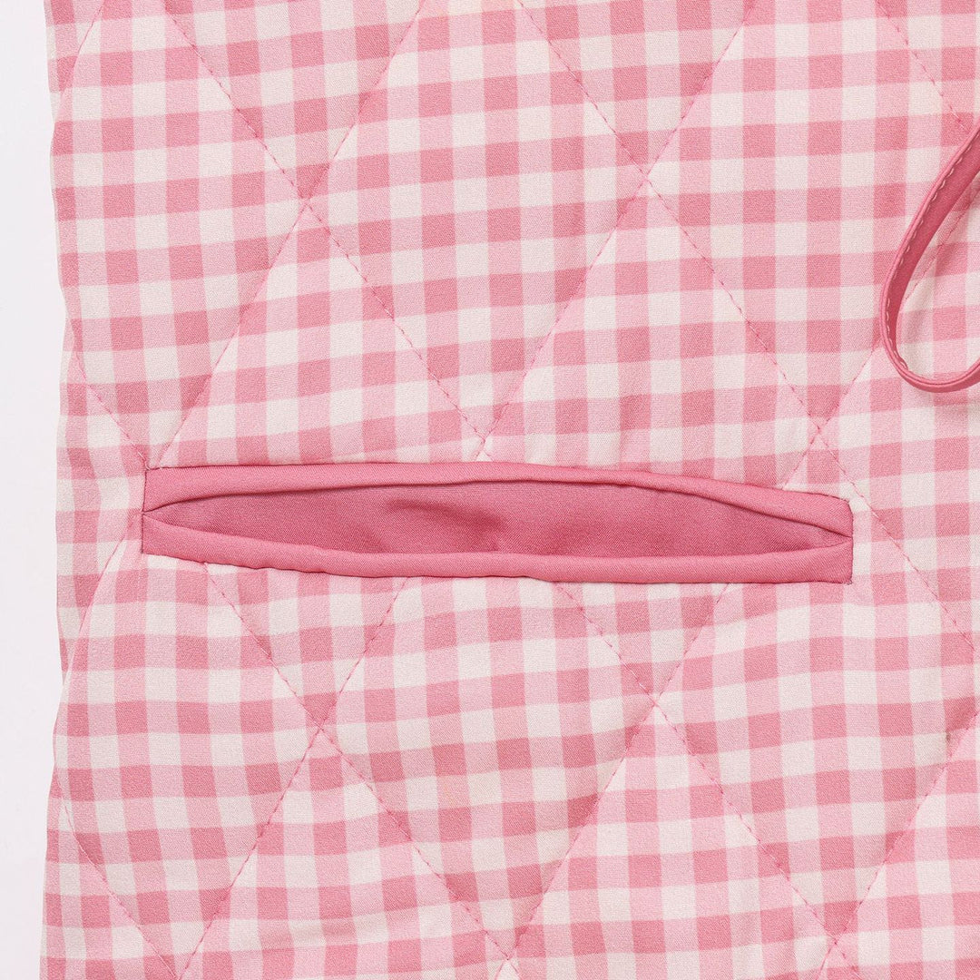 Damen gestepptes Viskose-Weste mit modischem Krawattenverschluss und praktischen Taschen R&B