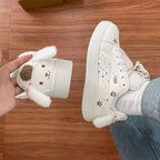 Damen Sneakers mit süßem Tierdesign und flauschigen Details