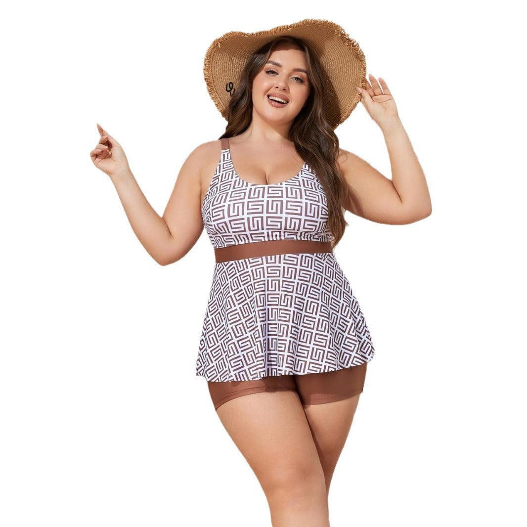Damen Modischer Tankini mit skulpturalen Musteranwendungen R&B