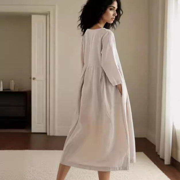Damen Midikleid mit innovativem Falten-Design R&B