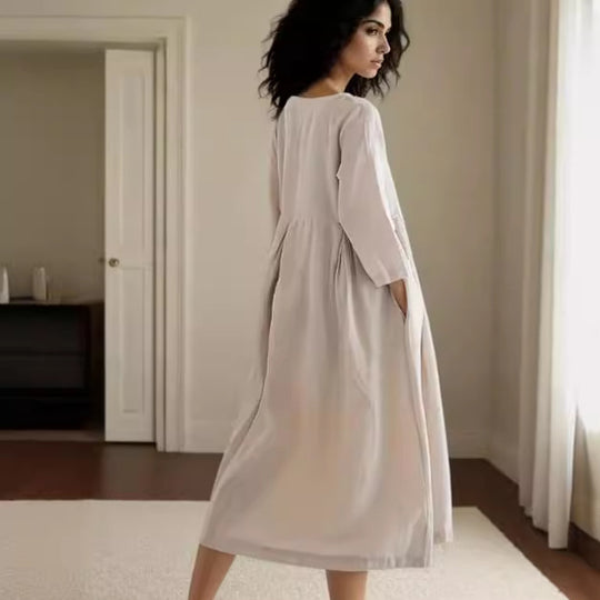 Damen Midikleid mit innovativem Falten-Design R&B