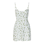 Damen Minikleid mit zartem Blumenmuster und verstellbaren Spaghettiträgern R&B