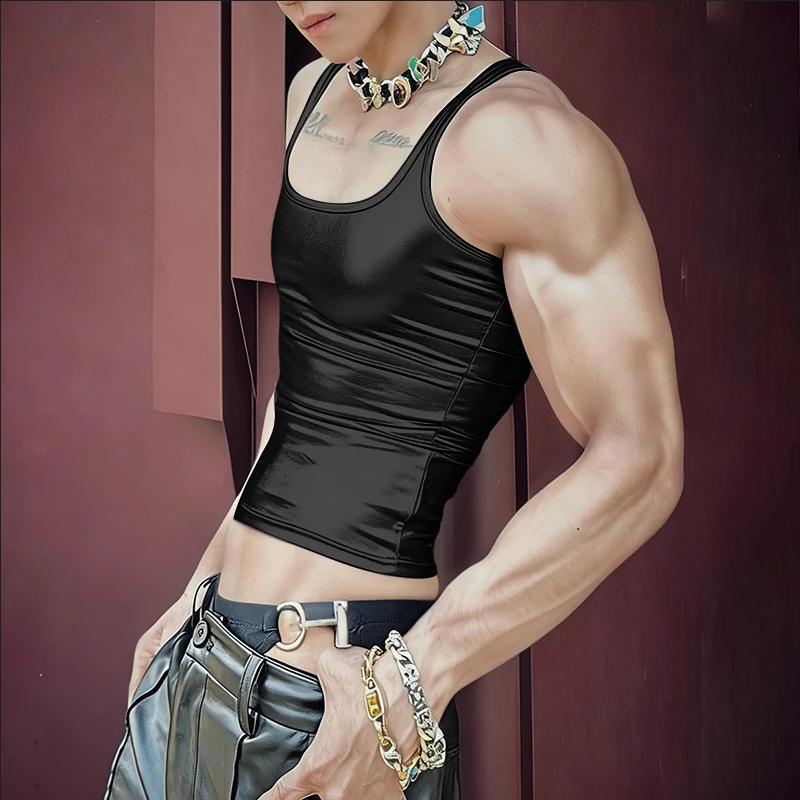 Damen nan tailliertes Glanz-Tanktop mit Racerback und feiner Nahtverarbeitung R&B