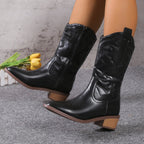 Damen Cowboy-Stiefel mit kunstvollem Stickdesign und modischem Glanz R&B