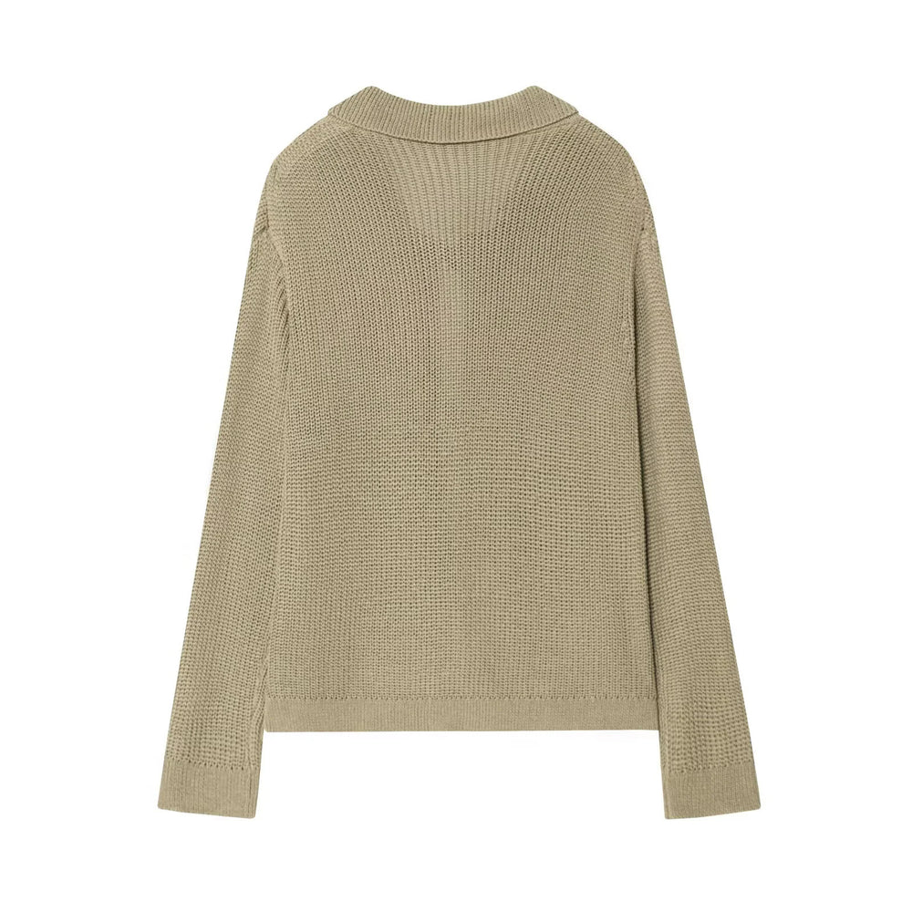 Damen geschnittene Strickjacke mit eleganten Knöpfen und strukturierter Oberfläche R&B