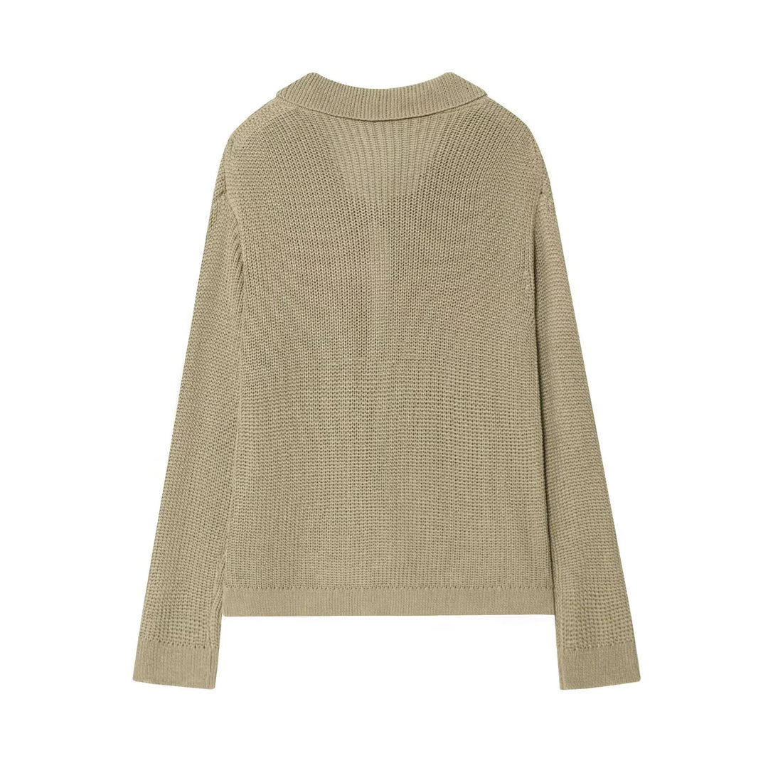 Damen geschnittene Strickjacke mit eleganten Knöpfen und strukturierter Oberfläche R&B