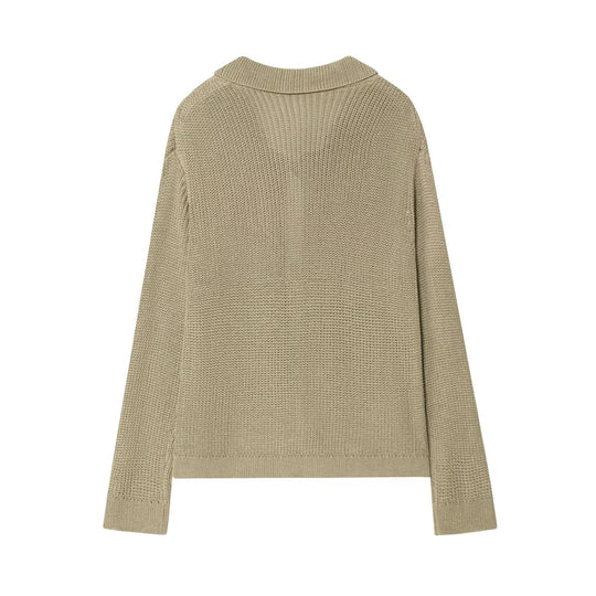 Damen geschnittene Strickjacke mit eleganten Knöpfen und strukturierter Oberfläche R&B