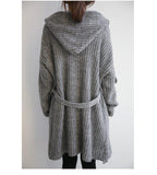 Damen Hüttenstrickmantel mit Gürtel und großen Taschen R&B