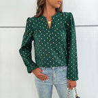 Damen Bluse mit feinem Druck und Knopfdetails R&B