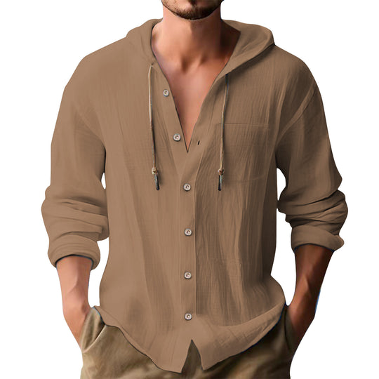 Herren lässiges Kapuzenshirt mit Knopfleiste und praktischen Taschen R&B