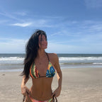 Damen Triangel-Bikini mit verspieltem tropischen Design R&B
