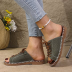 Damen Slip-On Sandalen mit modischem Schnürdesign und komfortabler Fußbettung R&B