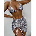 Damen Triangel-Bikini mit stylischem Wickelrock und verstellbaren Trägern R&B