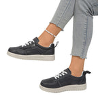 Damen Sportliche Sneaker mit glänzendem Obermaterial und praktischem Reißverschluss R&B