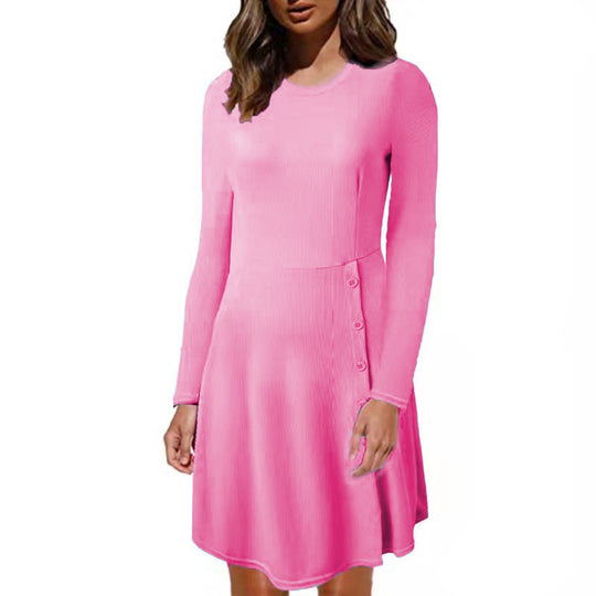 Damen Strickkleid mit Knopfdetails und eng anliegendem Oberteil R&B