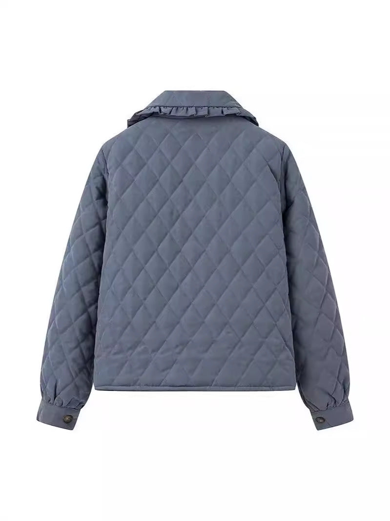 Damen Steppjacke mit großem Kragen und praktischen Taschen R&B