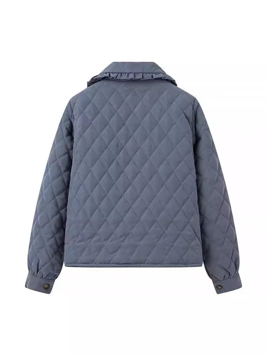 Damen Steppjacke mit großem Kragen und praktischen Taschen R&B