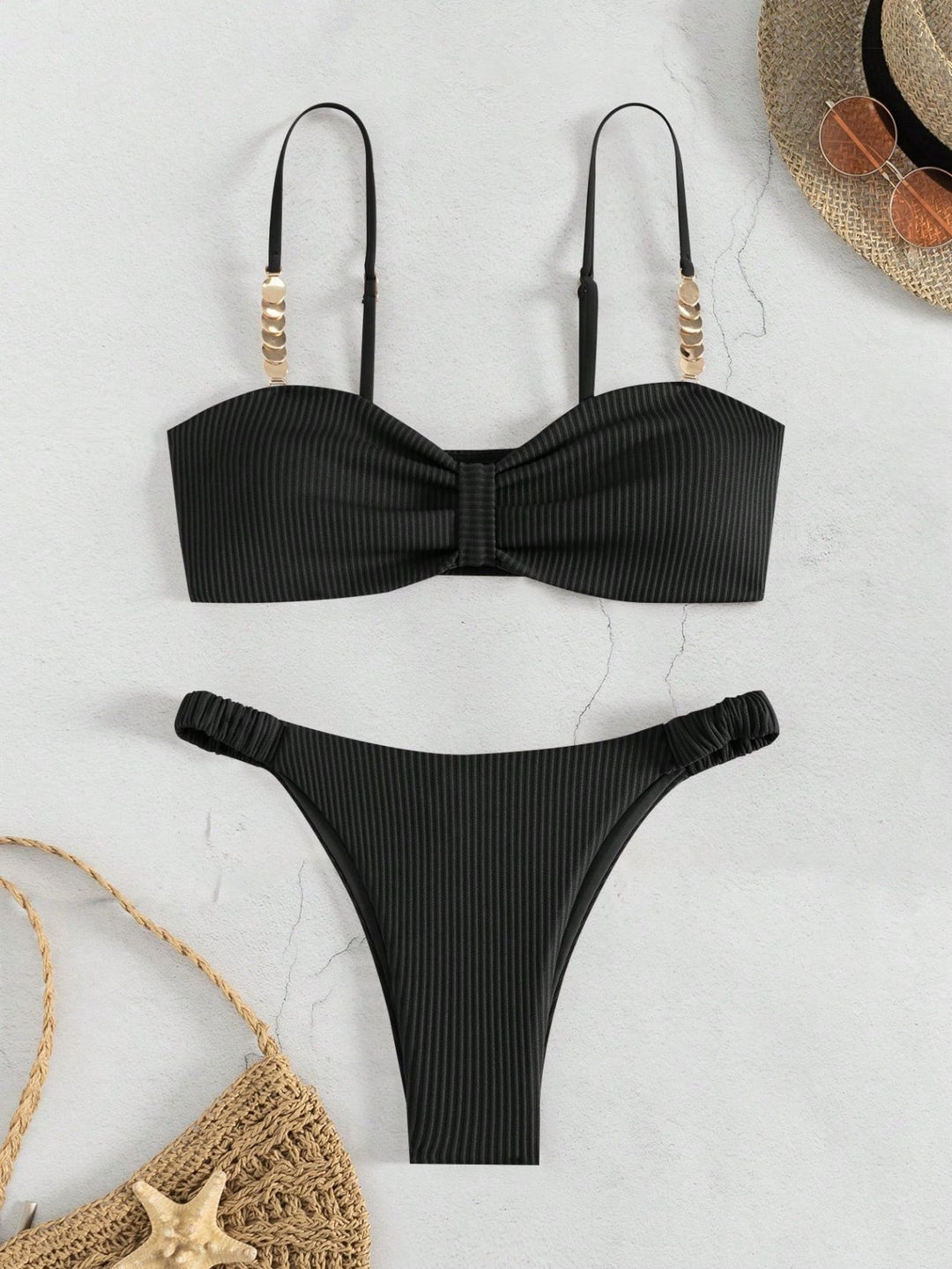 Damen Bustier-Bikini mit elegantem Schleifen-Design und modischen Akzenten R&B