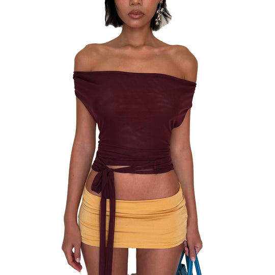Damen figurbetontes Halter-Top mit tiefem V-Ausschnitt und elastischem Saum R&B