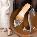 Damen transparente Pumps mit funkelndem Kristallelement R&B