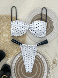 Damen Bandeau-Bikini-Set mit Punkten