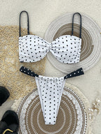 Damen Bandeau-Bikini-Set mit Punkten