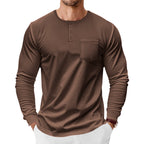 Herren Langarm-Henley-Shirt mit praktischer Brusttasche R&B