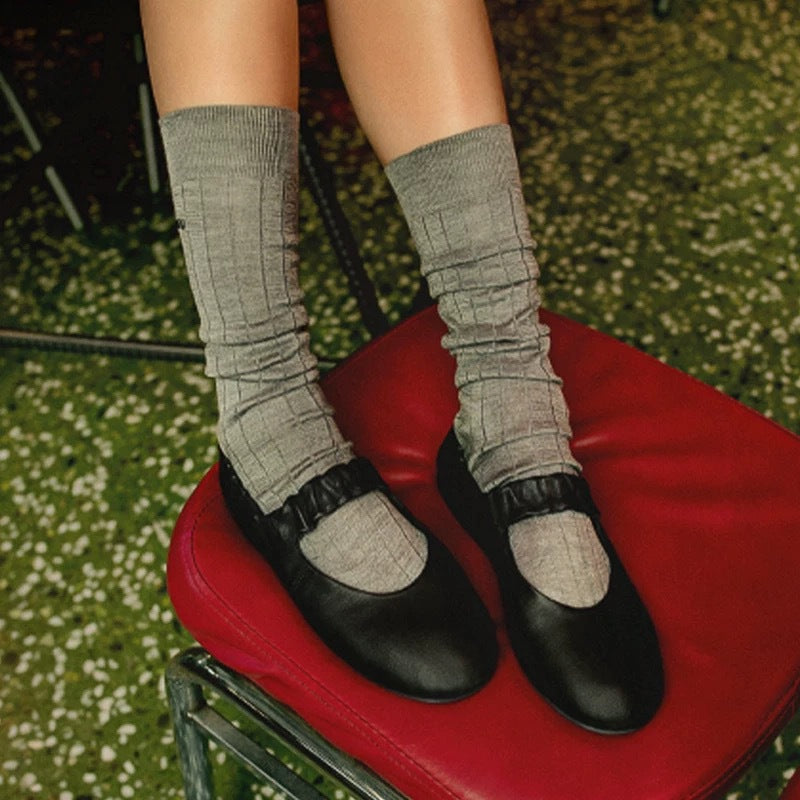 Damen bequeme Ballerinas mit elastischem Riemen und geschmeidiger Lederoberfläche R&B